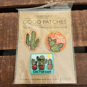 Good Lunch Good Patches Cactus Embroidered Peel N Stick Adhesive Decor Free Hugs